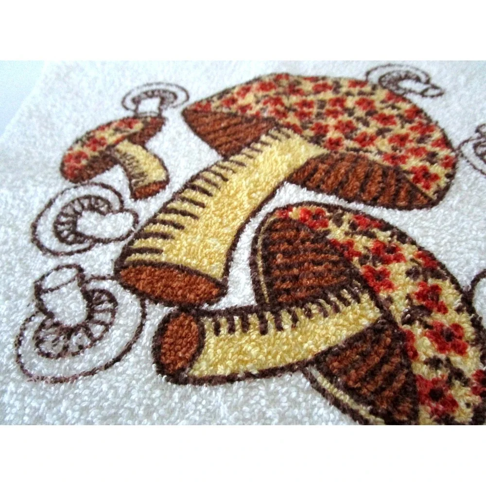 Vintage Mushroom Washcloth Dishcloth Terrycloth Square Prop